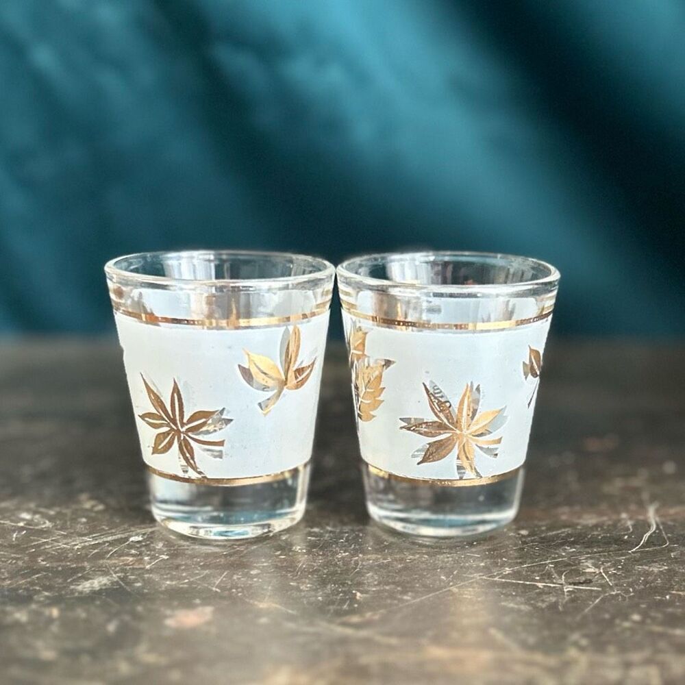 Vintage MCM Starlyte Golden Foliage Shot Glasses